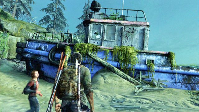 Idąc w ten sposób natkniesz się na opuszczony wrak statku - Kanały | Przedmieścia | Solucja The Last of Us - The Last of Us - poradnik do gry