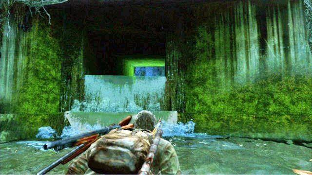 Idąc dalej prosto, uważnie przyglądaj się prawej stronie tunelu - Kanały | Przedmieścia | Solucja The Last of Us - The Last of Us - poradnik do gry