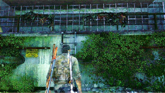 Po drugiej stronie wyjdź na brzeg, a następnie zbadaj gruzowisko z prawej - Kanały | Przedmieścia | Solucja The Last of Us - The Last of Us - poradnik do gry