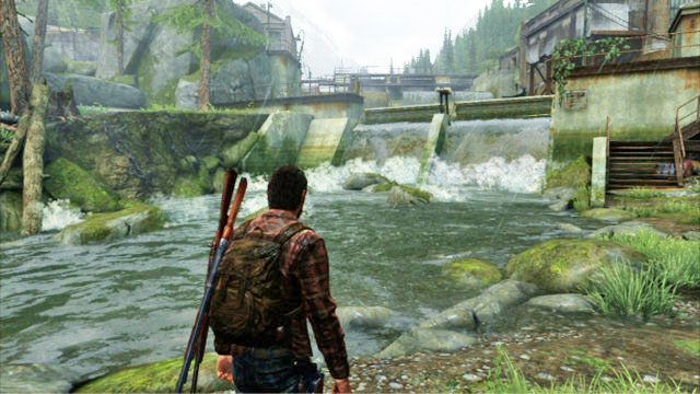 Biegnąc przeciwnie do nurtu, dotrzesz do jednej z tam hydroelektrowni - Hydroelektrownia | Tama Tommyego | Solucja The Last of Us - The Last of Us - poradnik do gry