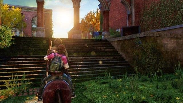 Kawałek za pierwszą blokadą (przez którą przeskoczysz) i szerokimi schodami znajduje się duża barykada - Do boju, Big Horns! | Uniwersytet | Solucja The Last of Us - The Last of Us - poradnik do gry