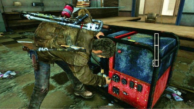 Po oczyszczeniu terenu, będziesz mógł ponownie wejść na górę i uruchomić generator - Do boju, Big Horns! | Uniwersytet | Solucja The Last of Us - The Last of Us - poradnik do gry