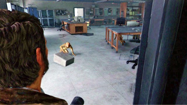 Dotrzesz w ten sposób do pokoju z zarażonymi małpami - Budynek naukowy | Uniwersytet | Solucja The Last of Us - The Last of Us - poradnik do gry