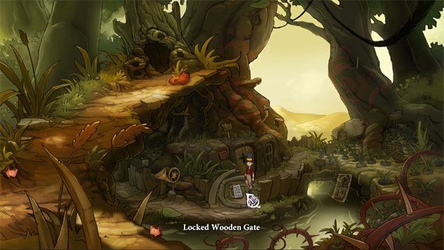 Użyj zabranego z domu krasnoludzkiego klucza na bramie a otworzysz ją (jednocześnie zostawisz tu owy klucz - nie będzie ci już potrzebny) - Wyprawa z Łazikiem | Solucja The Night of the Rabbit - The Night of the Rabbit - poradnik do gry