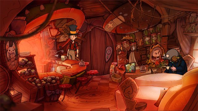 Użyj kubka z logo na ekspresie do kawy, a otrzymasz kubek gorącej kawy - Wyprawa z Łazikiem | Solucja The Night of the Rabbit - The Night of the Rabbit - poradnik do gry