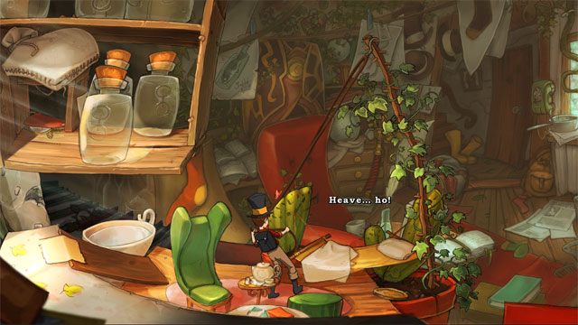 Następnie użyj zaostrzonego haka na bluszczu - Wyprawa z Łazikiem | Solucja The Night of the Rabbit - The Night of the Rabbit - poradnik do gry