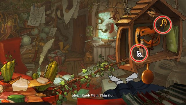Ponownie porusz metalowe ramię, a z zegara wypadnie część od zegara w kształcie klucza, którą Jerzyk podniesie - Wyprawa z Łazikiem | Solucja The Night of the Rabbit - The Night of the Rabbit - poradnik do gry