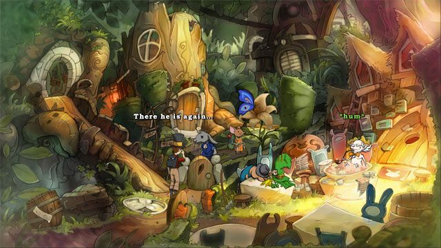 Udaj się do miasta, a w nim do ogrodu - Cztery portale - zaklęcia skałoszept i zielorost | Solucja - The Night of the Rabbit - poradnik do gry