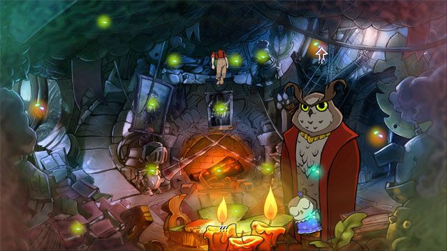 Teraz skieruj się w górę do przejścia do kolejnej lokacji - Cztery portale - zaklęcia skałoszept i zielorost | Solucja - The Night of the Rabbit - poradnik do gry