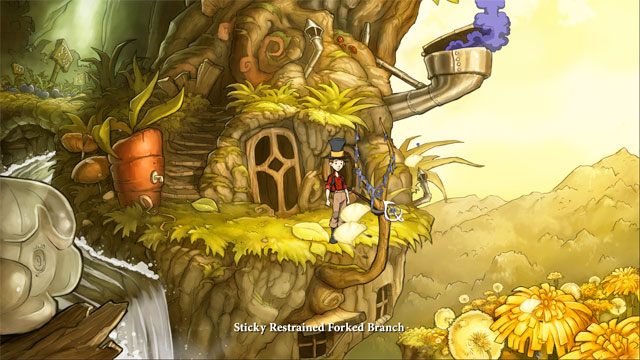 Otwórz ekwipunek i kubek syropu burakowego połącz z kłębkiem lnu - Cztery portale - zaklęcia lisi spryt i iskra nadziei | Solucja - The Night of the Rabbit - poradnik do gry