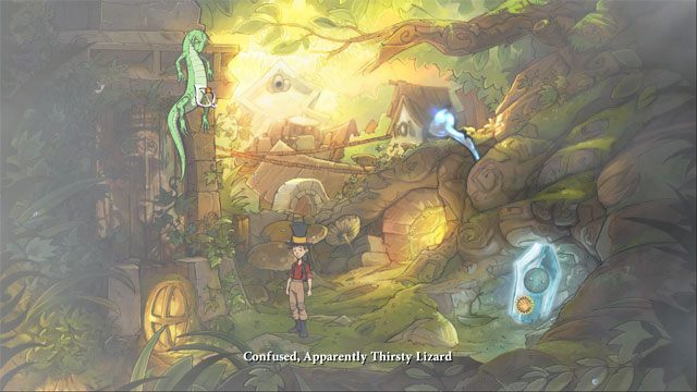 Następnie wyjdź za jaszczurką tylnym wyjściem z ratusza - Jaszczurki, butelki i piąty portal | Solucja The Night of the Rabbit - The Night of the Rabbit - poradnik do gry