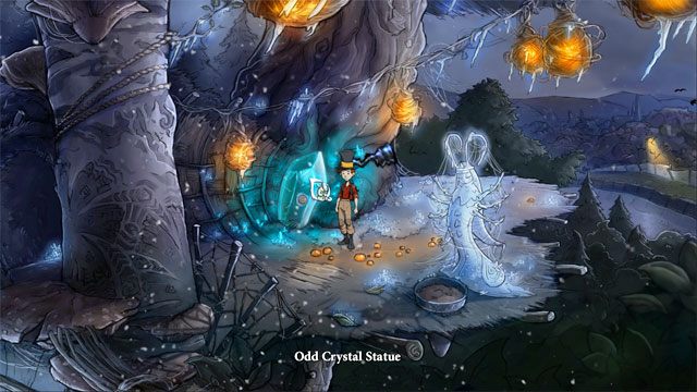 Skieruj się w lewo do stacji radiowej, a następnie po grzybowych schodach do góry do świątyni ciem - Jaszczurki, butelki i piąty portal | Solucja The Night of the Rabbit - The Night of the Rabbit - poradnik do gry