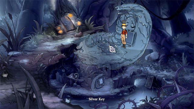 Fontanna się wyłączy - zabierz srebrny klucz - Jaszczurki, butelki i piąty portal | Solucja The Night of the Rabbit - The Night of the Rabbit - poradnik do gry
