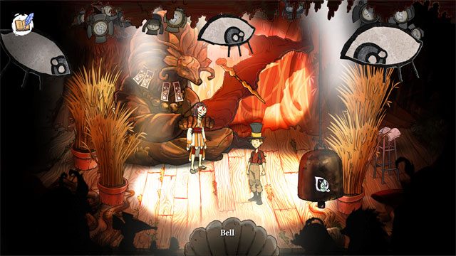 Po trafieniu do trzeciej lokacji użyj fantastycznego odtwarzacza dźwięku na dużym dzwonie - Ostateczna rozgrywka | Solucja The Night of the Rabbit - The Night of the Rabbit - poradnik do gry