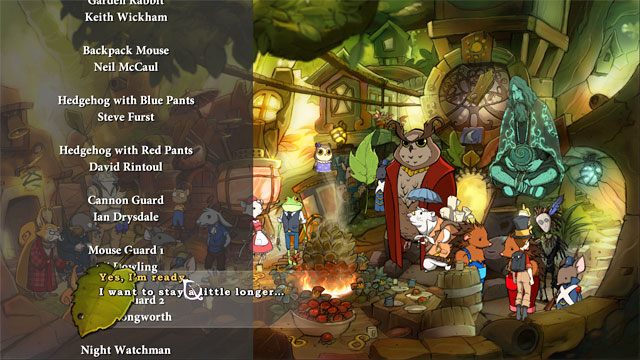 Podczas końcowych napisów możesz porozmawiać z każdym z mieszkańców Mysiboru - Ostateczna rozgrywka | Solucja The Night of the Rabbit - The Night of the Rabbit - poradnik do gry