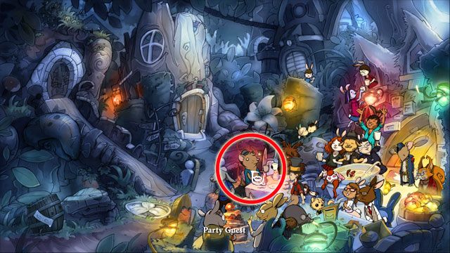 Będąc w nocy w ogrodzie kliknij na gościu przyjęcia, a da ci kartę Oczy - nr 4 - Karty | Kolekcjoner | The Night of the Rabbit - The Night of the Rabbit - poradnik do gry