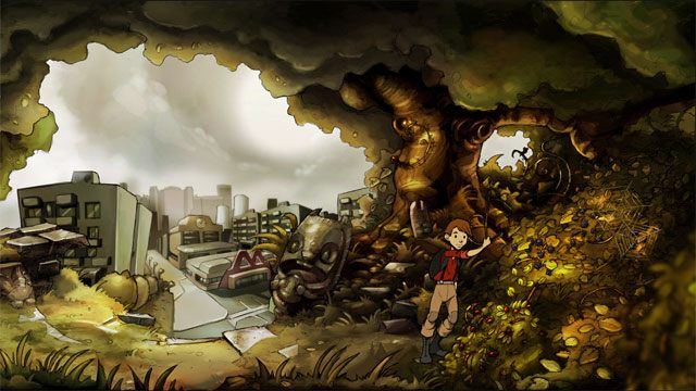 Skieruj się w prawo, przejdź obok muru i widzianego w oddali miasta - na końcu natrafisz na ciernisty krzew, który zagradza ci dostęp do jeżyn - Zwykły letni dzień | Solucja The Night of the Rabbit - The Night of the Rabbit - poradnik do gry