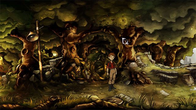 Powróć do poprzedniej lokacji i użyj kijka na wysoko zawieszonych żołędziach na drzewie - Zwykły letni dzień | Solucja The Night of the Rabbit - The Night of the Rabbit - poradnik do gry