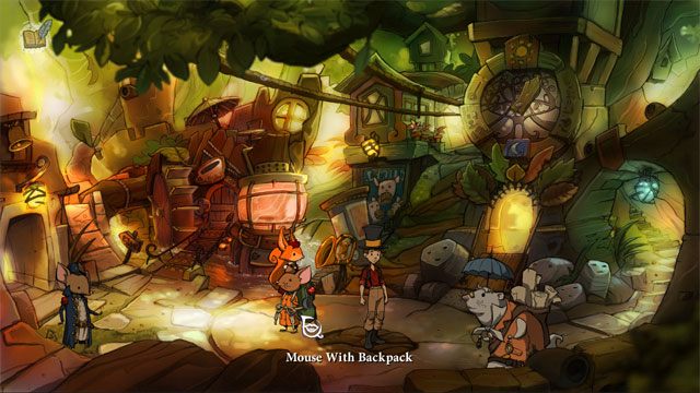 Jednak przede wszystkim musisz zaczekać aż pojawi się Mysz z plecakiem - Przygoda w Mysiborze | Solucja The Night of the Rabbit - The Night of the Rabbit - poradnik do gry