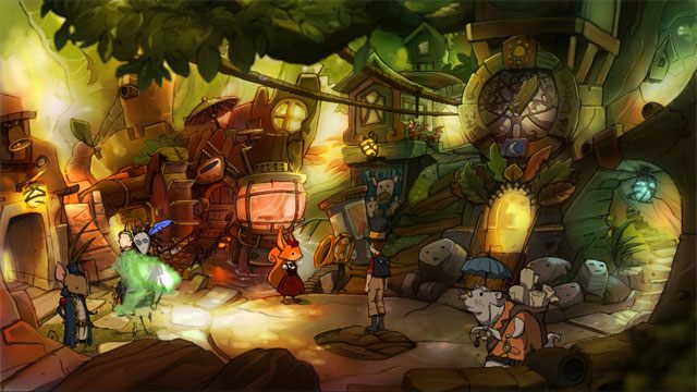 Następnie użyj magicznej monety z otworem (w nią właśnie zamieniła się moneta z otworem), a ujrzysz Dziwną postać która ją śledzi - Przygoda w Mysiborze | Solucja The Night of the Rabbit - The Night of the Rabbit - poradnik do gry