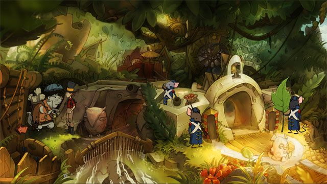 Porozmawiaj tu z Pulchnym zwierzęciem z parasolką, a dowiesz się, że nazywa się Łazik - Przygoda w Mysiborze | Solucja The Night of the Rabbit - The Night of the Rabbit - poradnik do gry