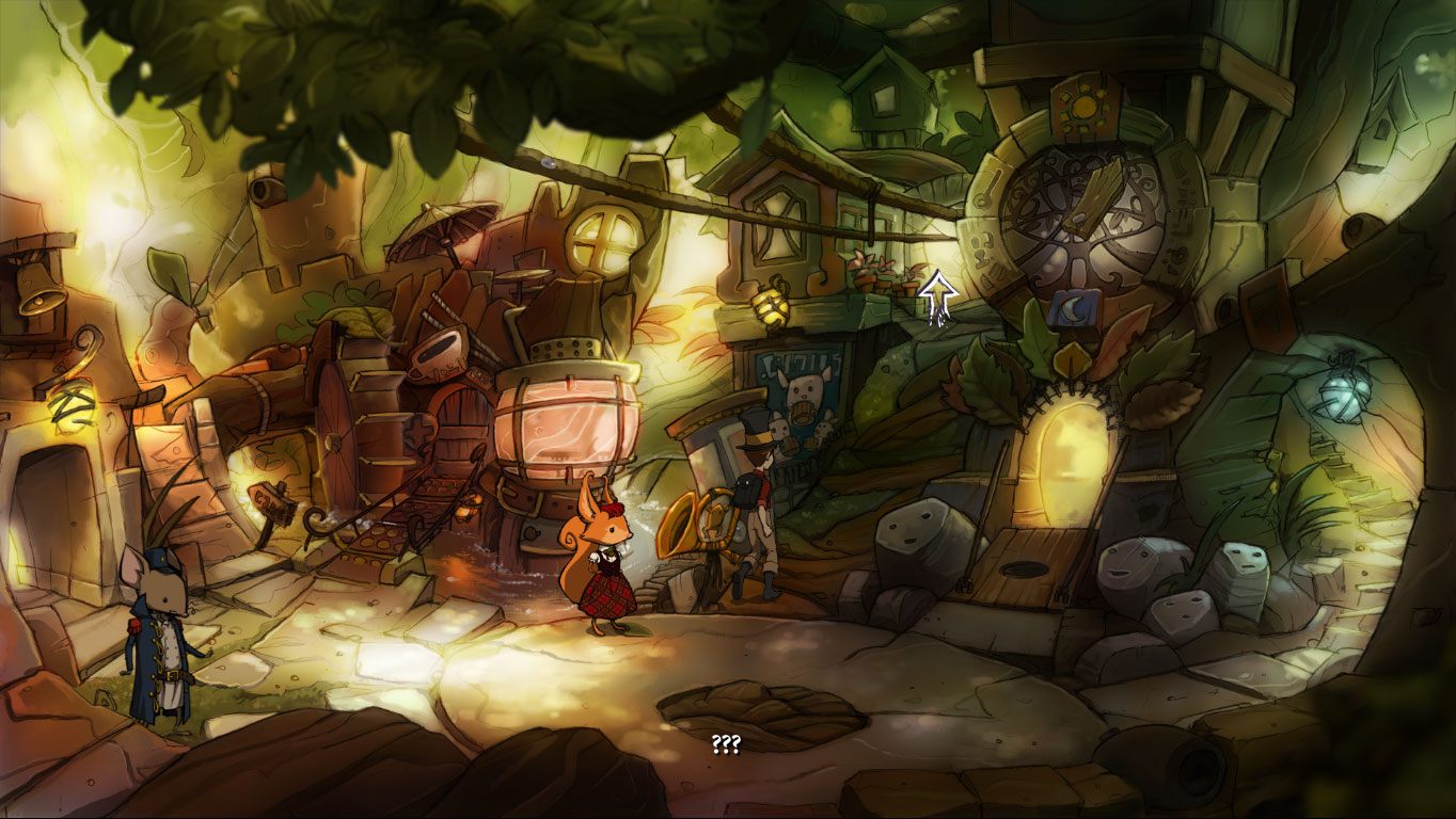 Powróć do centrum miasta i skieruj się ścieżką na lewo od wejścia do ratusza - Przygoda w Mysiborze | Solucja The Night of the Rabbit - The Night of the Rabbit - poradnik do gry