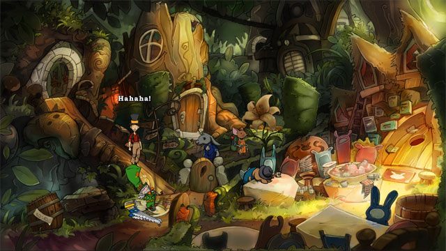 Skrzat pojawi się w ogrodzie raz jeszcze, ale tym razem będzie miał mały wypadek z twardymi grabiami, mimo wszystko ucieknie - Przygoda w Mysiborze | Solucja The Night of the Rabbit - The Night of the Rabbit - poradnik do gry