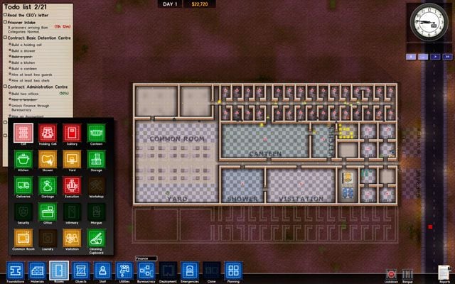Na następnych stronach poradnika opisano wszystkie rodzaje pomieszczeń i ich zastosowanie, wraz z optymalnym rozmiarem - Pomieszczenia więzienne w Prison Architect - Prison Architect - poradnik do gry