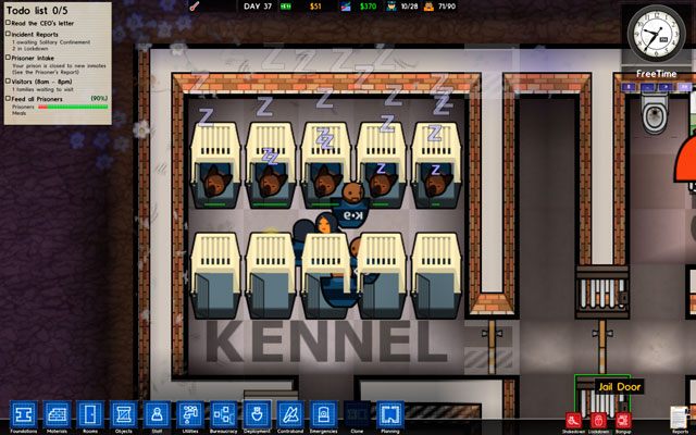 Rolą psów jest nie tylko ściganie uciekinierów, ale również obwąchiwanie więzienia - Psiarnia w Prison Architect | Pomieszczenia więzienne - Prison Architect - poradnik do gry