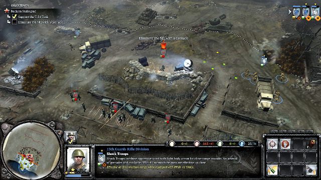 Użyj granatu (E), by wyeliminować obsługę karabinu - Misja 01 - Stalingradzki dworzec | Kampania w Company of Heroes 2 - Company of Heroes 2 - poradnik do gry