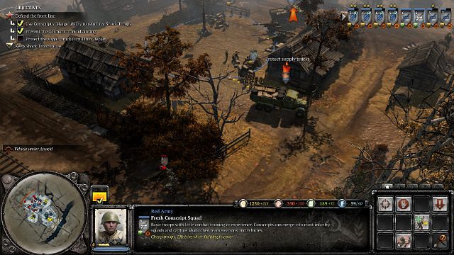 Na tym etapie Niemcy zaczną powoli prób flankowania i będą starać się wkroczyć do sektora od tyłu, jak to widać na screenie - Misja 02 - Spalona ziemia | Kampania w Company of Heroes 2 - Company of Heroes 2 - poradnik do gry