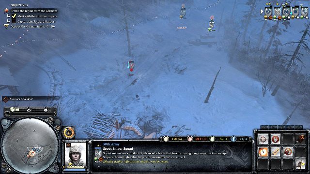 Zakamuflowani snajperzy szybko są w stanie sprzątnąć wrogą piechotę - Misja 04 - Zima cudów | Kampania w Company of Heroes 2 - Company of Heroes 2 - poradnik do gry