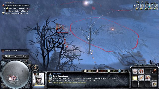 Używaj flary, by wiedzieć co znajduje się z przodu - Misja 04 - Zima cudów | Kampania w Company of Heroes 2 - Company of Heroes 2 - poradnik do gry
