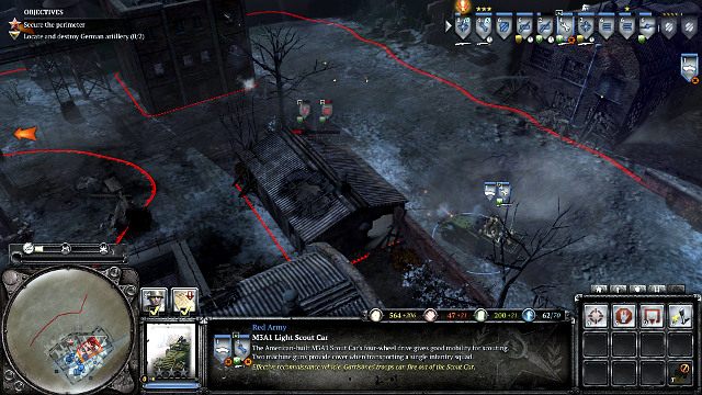 Punkt na zachodzie jest już mocniej broniony, z żołnierzami pochowanymi w pobliskich budynkach - Misja 05 - Stalingrad | Kampania w Company of Heroes 2 - Company of Heroes 2 - poradnik do gry
