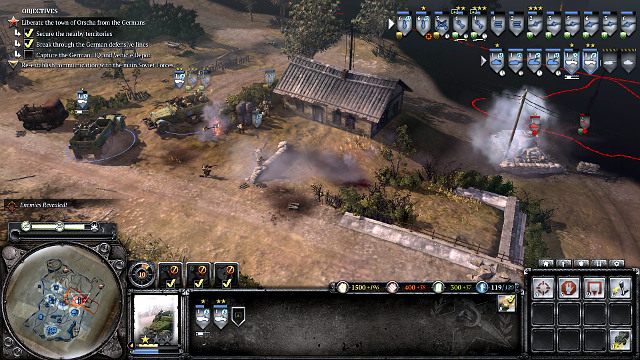 Wyślij moździerze i M5 dla ochrony na wschód w stronę drugiej bronionej linii - Misja 09 - Cisza radiowa | Kampania w Company of Heroes 2 - Company of Heroes 2 - poradnik do gry