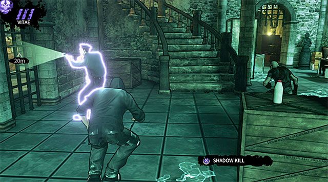 Najlepszy moment na przystąpienie do działania nastąpi wtedy gdy strażnik wyśle ghula w stronę widocznego w oddali wyjścia z pomieszczenia (screen 1) - Kryjówka Bloominga | Rozdział 1 - Harding Museum | DARK - DARK - poradnik do gry