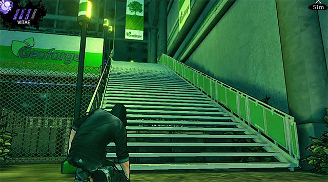 Niezależnie od tego jaką taktykę obrałeś podczas eksploracji parku musisz dotrzeć do pokazanych na powyższym screenie schodów - Park | Rozdział 2 - Geoforge | DARK - DARK - poradnik do gry