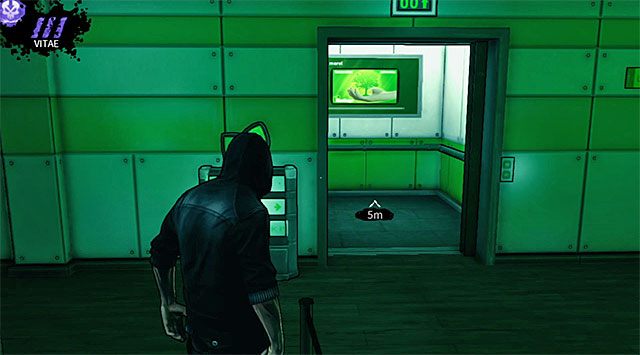 Po załatwieniu wszystkich spraw w lobby wejdź do pokazanej na powyższym screenie windy i zaczekaj aż Eric zostanie przetransportowany na nowe piętro - Pomieszczenie ochrony | Rozdział 2 - Geoforge | DARK - DARK - poradnik do gry