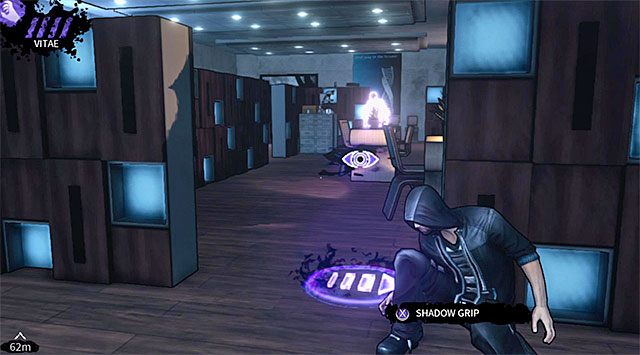 Na początek proponuję zainteresować się obszarem zlokalizowanym po prawej stronie, czyli tym, w którym w trybie wampirzej wizji odnotujesz obecność nowego sekretu - Lobby (po pojawieniu się łowców) | Rozdział 5 - Cryogenic | DARK - DARK - poradnik do gry