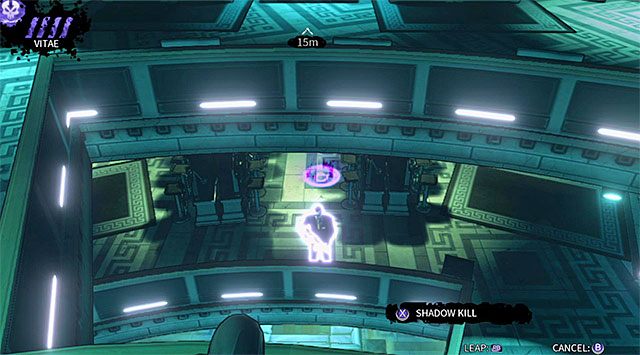 Jeżeli rozwinąłeś maksymalnie moc teleportacji (Shadow Leap) to możesz podjąć ryzykowną próbę przeniesienia się bezpośrednio w pobliże nowo otwartych drzwi - Główna sala klubu (po rozpyleniu gazu) | Rozdział 3 - Atlantis | DARK - DARK - poradnik do gry