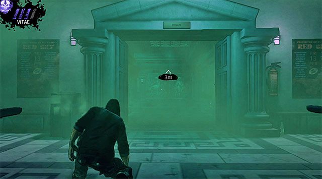 Przejście, do którego musisz dotrzeć pokazane zostało na powyższym screenie - Główna sala klubu (po rozpyleniu gazu) | Rozdział 3 - Atlantis | DARK - DARK - poradnik do gry