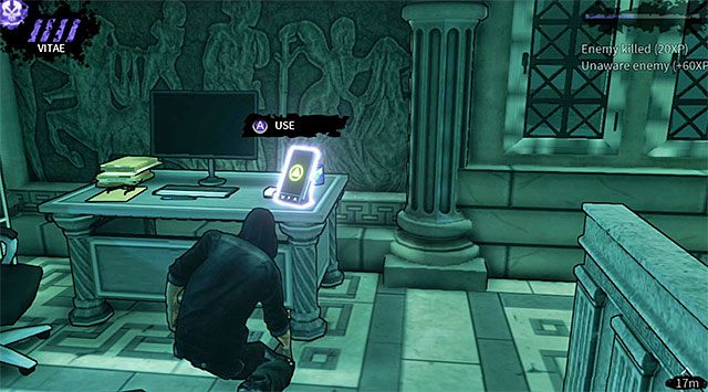 Zatrzymaj się po znalezieniu się w pokazanym na screenie 1 miejscu - Główna sala klubu (po rozpyleniu gazu) | Rozdział 3 - Atlantis | DARK - DARK - poradnik do gry