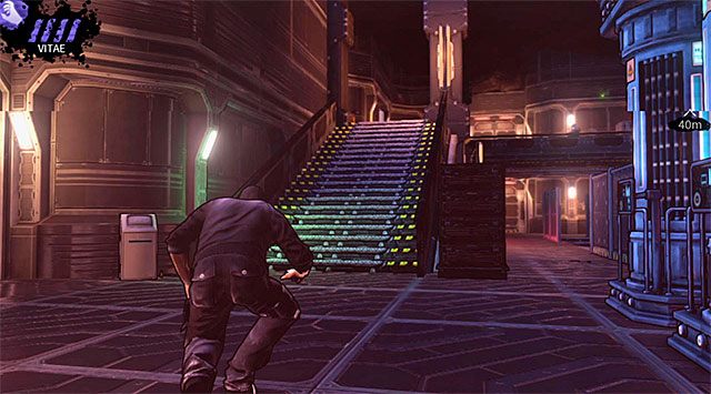 Gdy tylko odzyskasz kontrolę nad Ericiem wyrusz w lewo, wykorzystując w razie potrzeby mijane przeszkody w formie zasłony i unikając kamery ochrony - Kantyna | Rozdział 6 - M17 Base | DARK - DARK - poradnik do gry