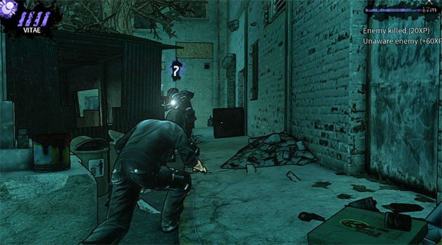 Powtórz teraz jedną z poprzednich czynności, a mianowicie użyj biegu do odwrócenia uwagi opancerzonego żołnierza - Pierwsze podwórze | Rozdział 4 - The Hole | DARK - DARK - poradnik do gry