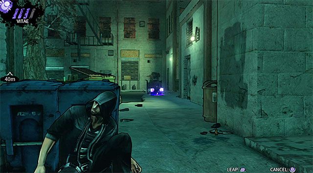 Ustaw się za najbliższymi koszami na śmieci i wyceluj w pokazane na dołączonym screenie miejsce - Pierwszy dziedziniec | Rozdział 4 - The Hole | DARK - DARK - poradnik do gry