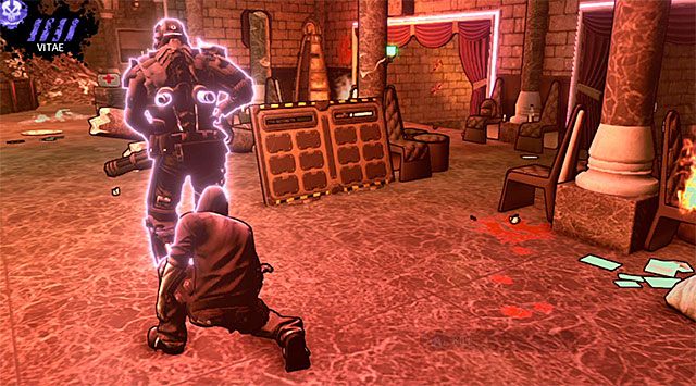 Dopiero teraz powróć do schodów i dla odmiany odczekaj aż elitarny łowca zwróci się w stronę miejsca startu - Zrujnowany klub | Rozdział 4 - The Hole | DARK - DARK - poradnik do gry