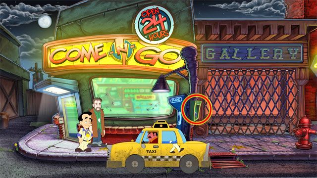 Wezwij taksówkę korzystając z zielonego telefonu na słupie po prawej - 1. Panienka | Solucja Leisure Suit Larry Reloaded - Leisure Suit Larry: Reloaded - poradnik do gry
