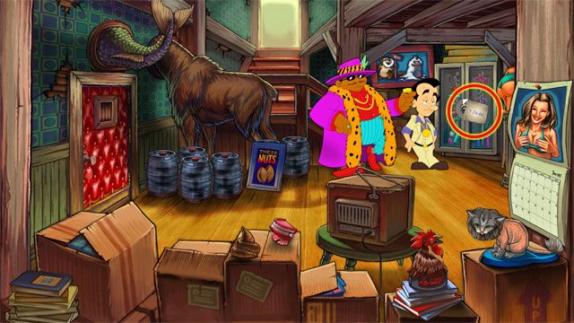 Podejdź do szafy w głębi po prawej i użyj na niej odwróconej karty baru Leftys - 1. Panienka | Solucja Leisure Suit Larry Reloaded - Leisure Suit Larry: Reloaded - poradnik do gry