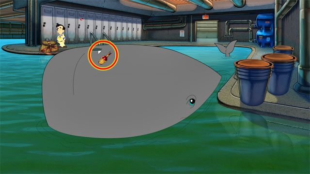Otwórz ekwipunek, wybierz zdobyty w bufecie ostry sos i użyj go na wielorybie - 4. Jasmine | Solucja Leisure Suit Larry Reloaded - Leisure Suit Larry: Reloaded - poradnik do gry