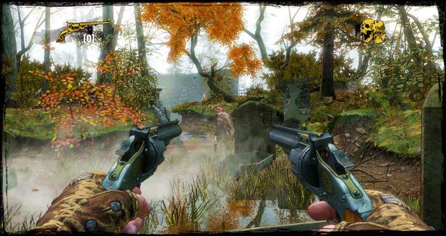 Walka pomiędzy nagrobkami, oraz droga po prawej stronie - 9 - Bounty Hunter is Still My Name | Solucja | Call of Juarez Gunslinger - Call of Juarez: Gunslinger - poradnik do gry